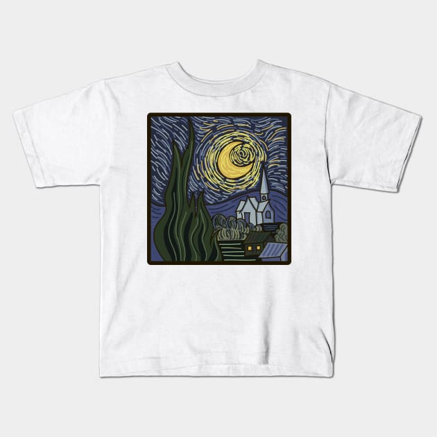 Starry night Kids T-Shirt by senkova